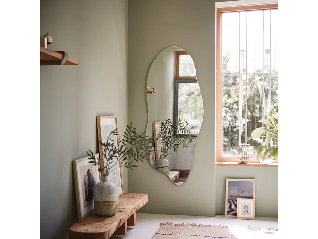 Miroir Murale Forme Irrégulière 40x90 cm – Design Original pour Chambre, Entrée ou Bureau