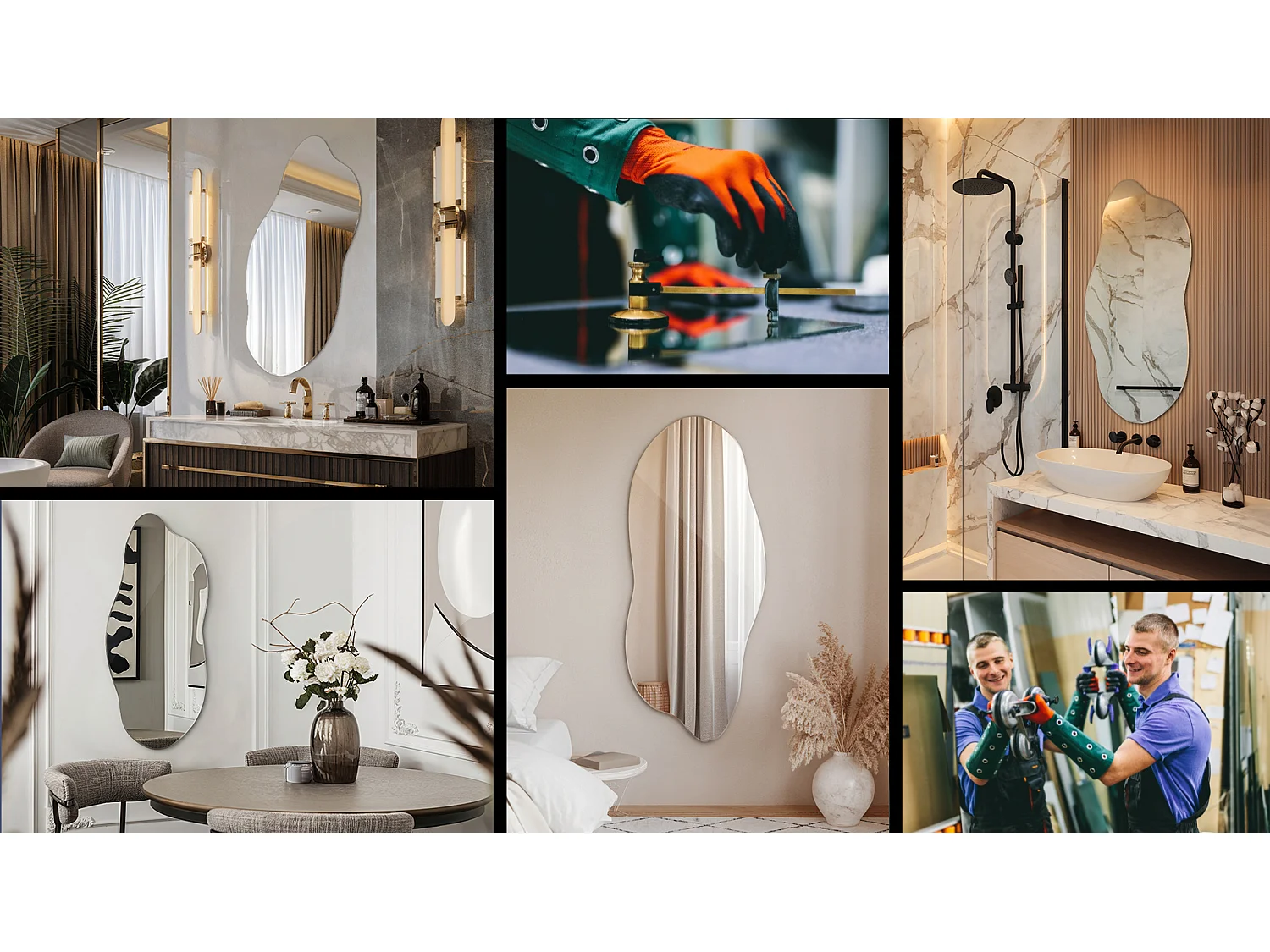 Miroir Murale Forme Irrégulière 40x90 cm – Design Original pour Chambre, Entrée ou Bureau