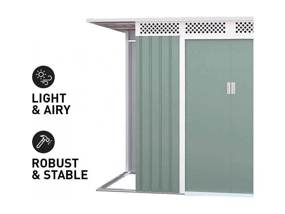 Cobertizo de jardín chapa galvanizada verde caseta de herramientas Tyrol NATURE 257X142x184cm