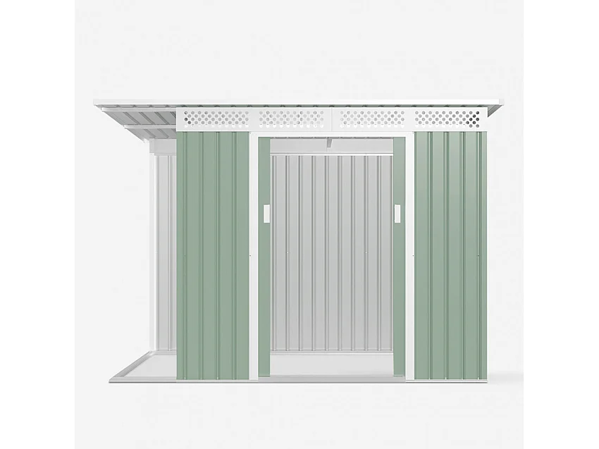 Cobertizo de jardín chapa galvanizada verde caseta de herramientas Tyrol NATURE 257X142x184cm