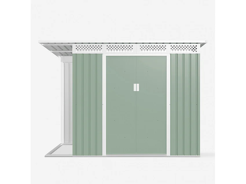 Cobertizo de jardín chapa galvanizada verde caseta de herramientas Tyrol NATURE 257X142x184cm