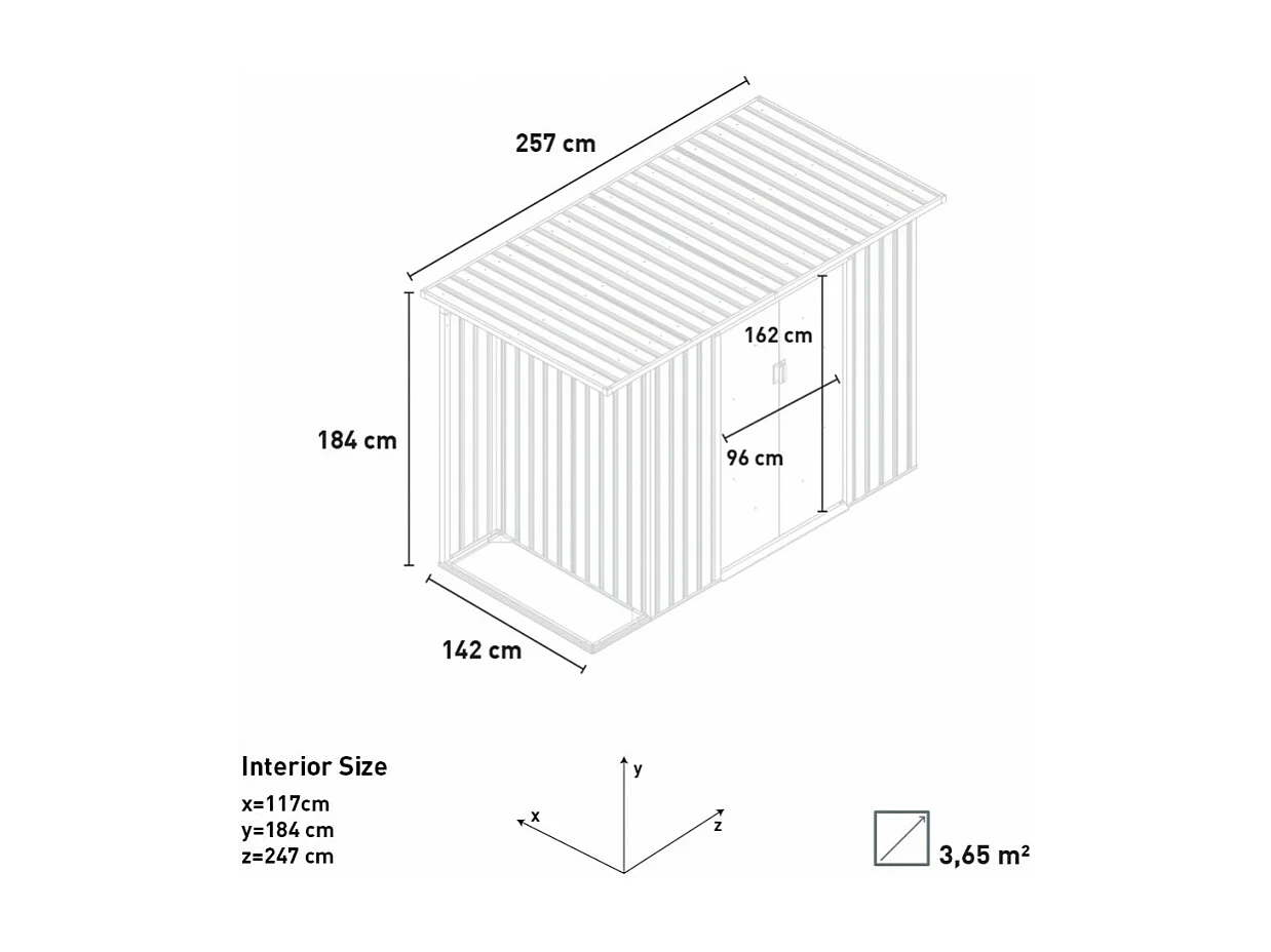Cobertizo de jardín chapa galvanizada verde caseta de herramientas Tyrol NATURE 257X142x184cm