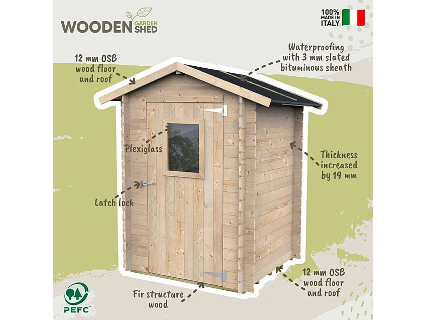Abri de jardin en bois pour outils porte-fenêtre Cabanon VistaCabin