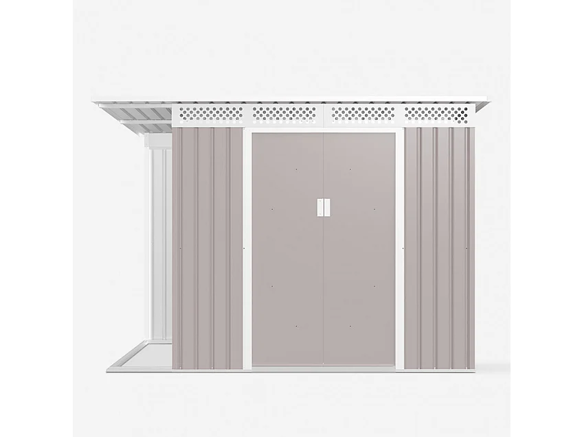 Cobertizo de jardín Tyrol de chapa galvanizada gris caseta de herramientas 257X142x184cm