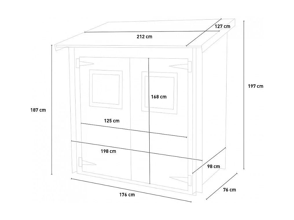 Gartenhaus aus Holz mit Werkzeugbox und Fenster Tür Hobby 198x98