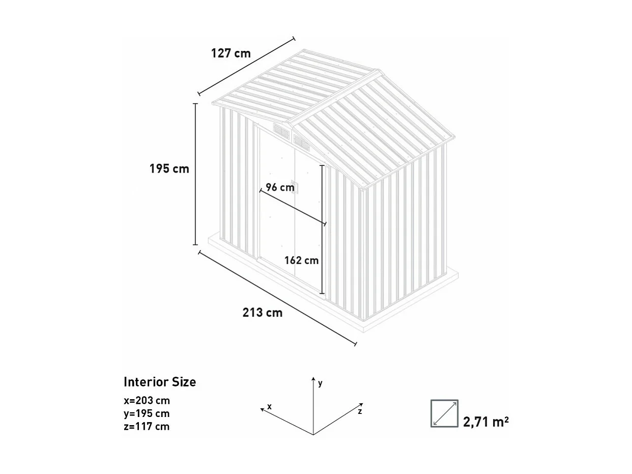 Casetta da giardino in lamiera per attrezzi 213x127x195cm SteelLine