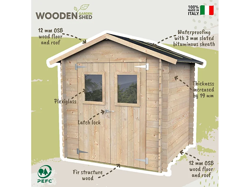 Abri de jardin en bois pour outils cabanon extérieur 198x198 ToolHouse
