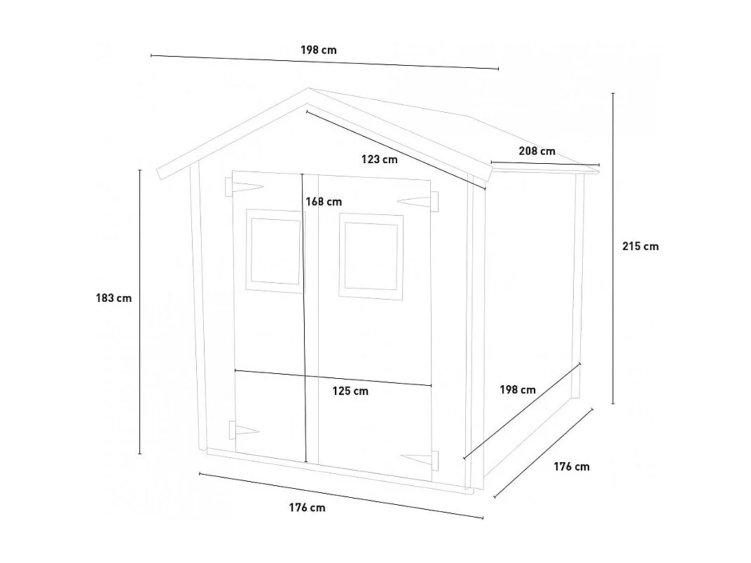 Abri de jardin en bois pour outils cabanon extérieur 198x198 ToolHouse