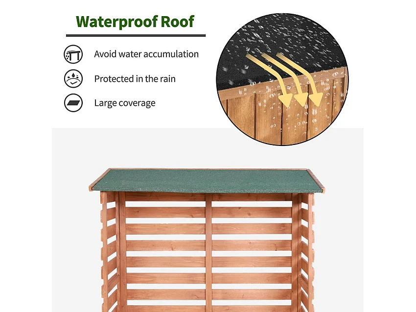 Abri de jardin pour bois de chauffage extérieur 116x65x123cm BoisBox