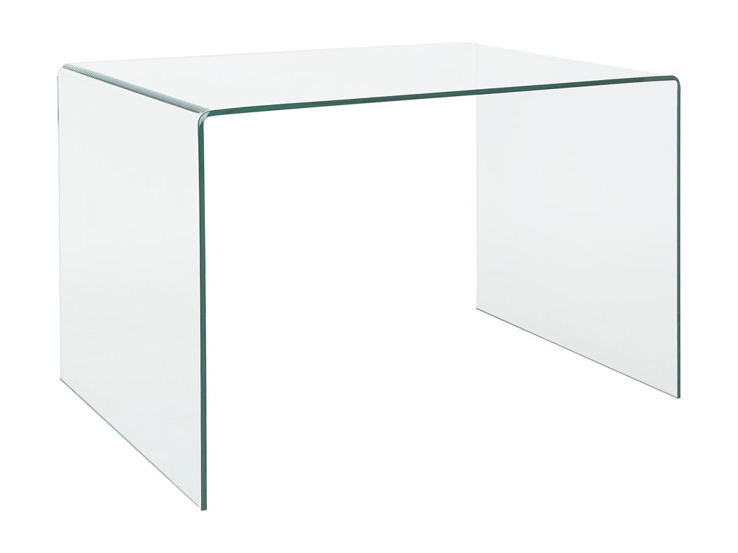 Scrivania Scrittoio da Ufficio Studio Soggiorno in Vetro Curvato Design Curvo Stile Moderno Minimal Chic - Luxury Z-09 - 120 x 74 x 70 cm Trasparente