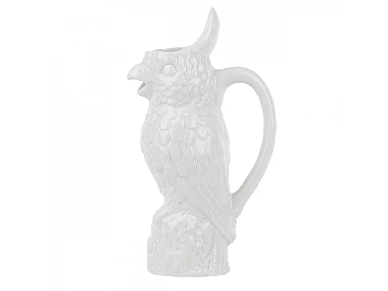Carafe en porcelaine - 1 L - Oiseau - Blanc