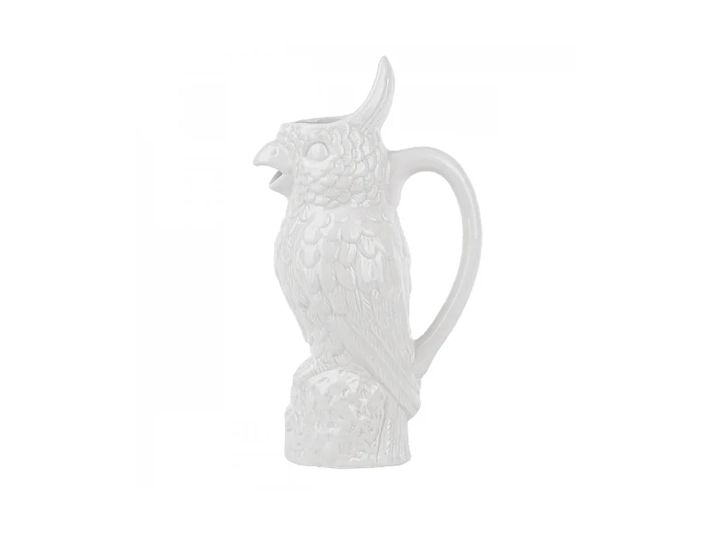 Carafe en porcelaine - 1 L - Oiseau - Blanc