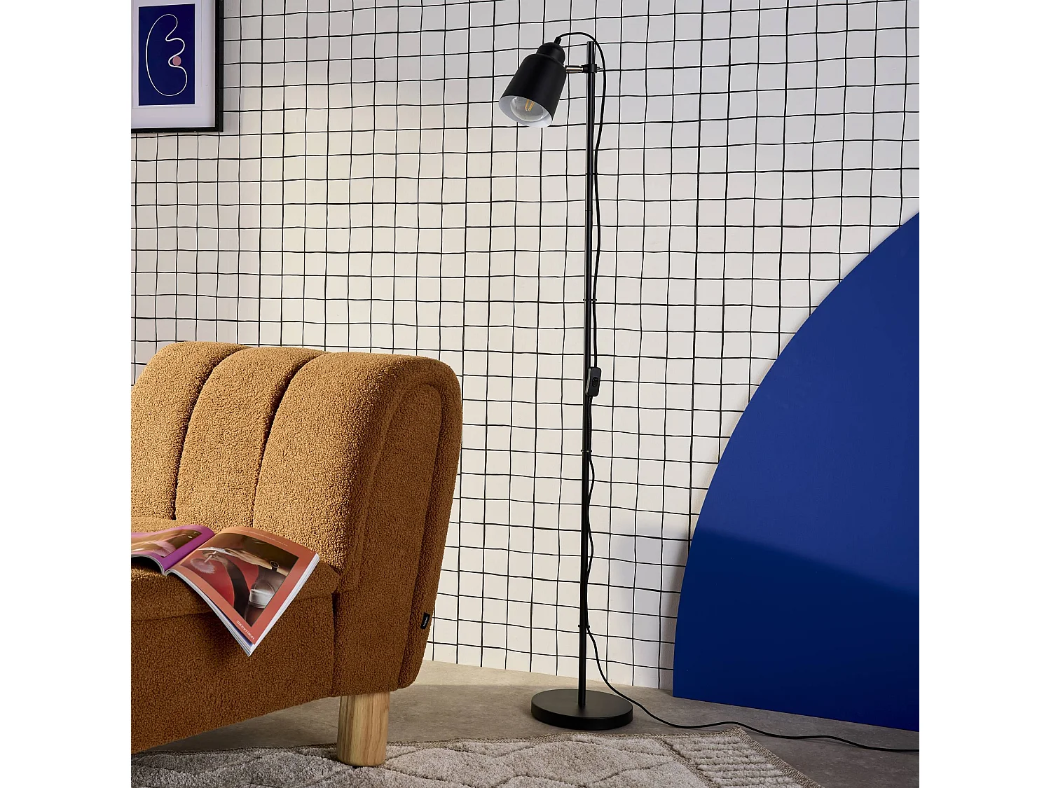 Lámpara de pie interior metal, 145cm negro