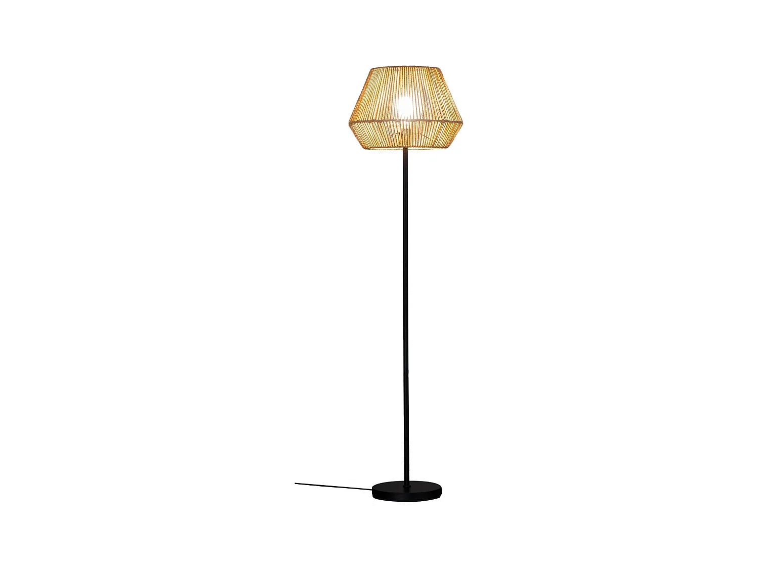 Lampadaire salon effet rotin Gabin naturel H 150cm