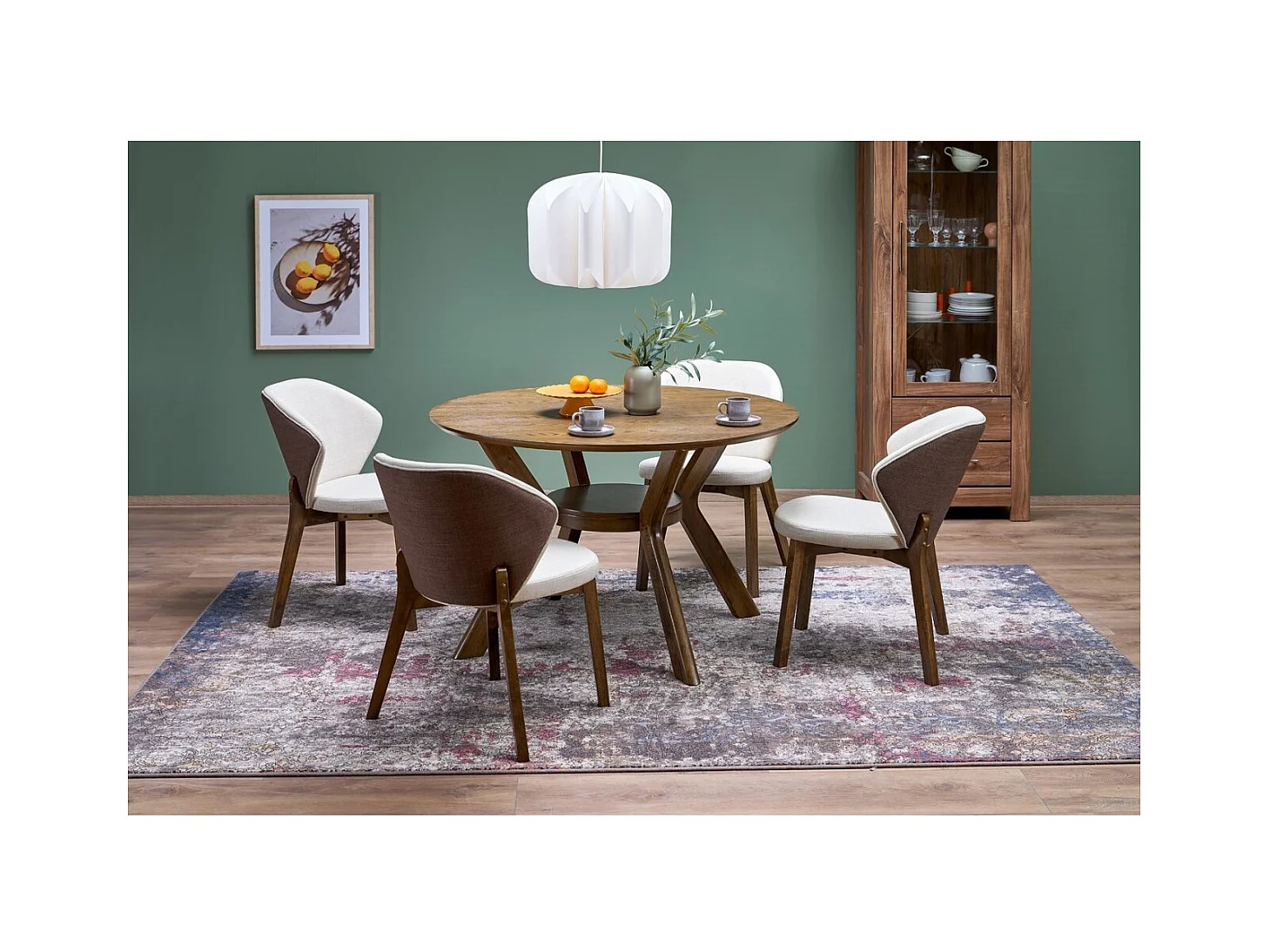 Tavolo da pranzo Rupert (120x77)/MDF+Legno/Rotondo/Marrone