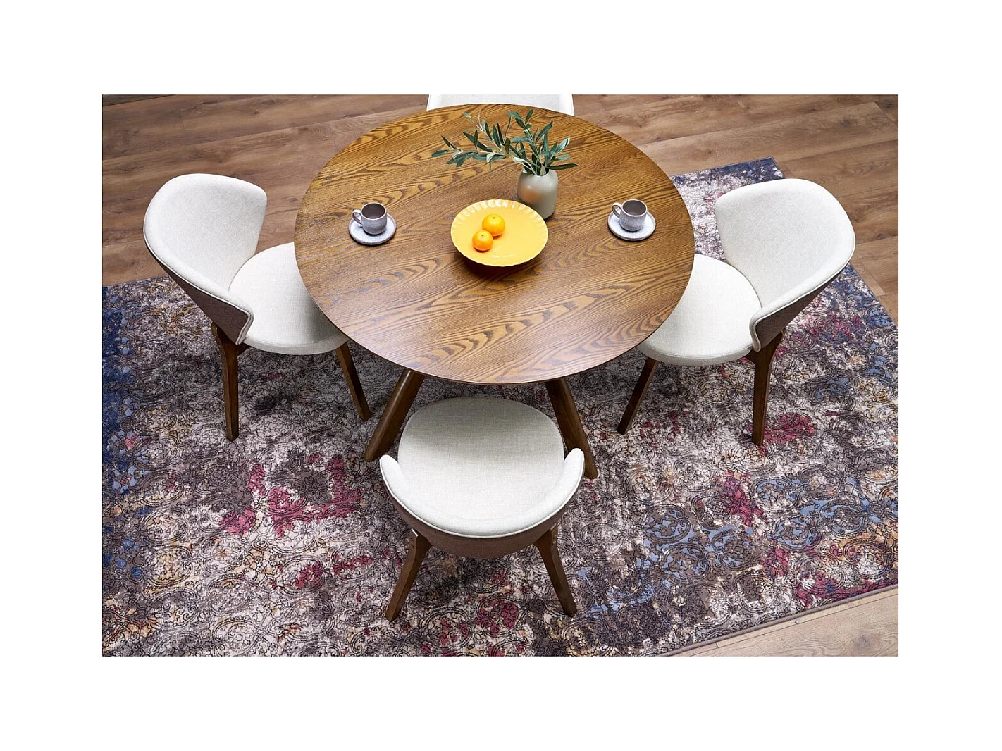 Tavolo da pranzo Rupert (120x77)/MDF+Legno/Rotondo/Marrone