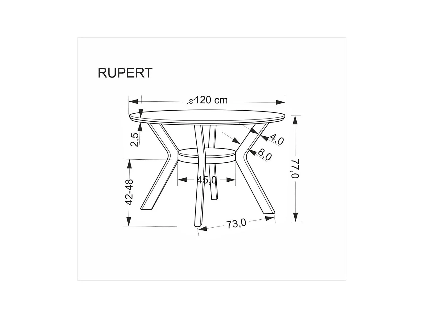 Tavolo da pranzo Rupert (120x77)/MDF+Legno/Rotondo/Marrone