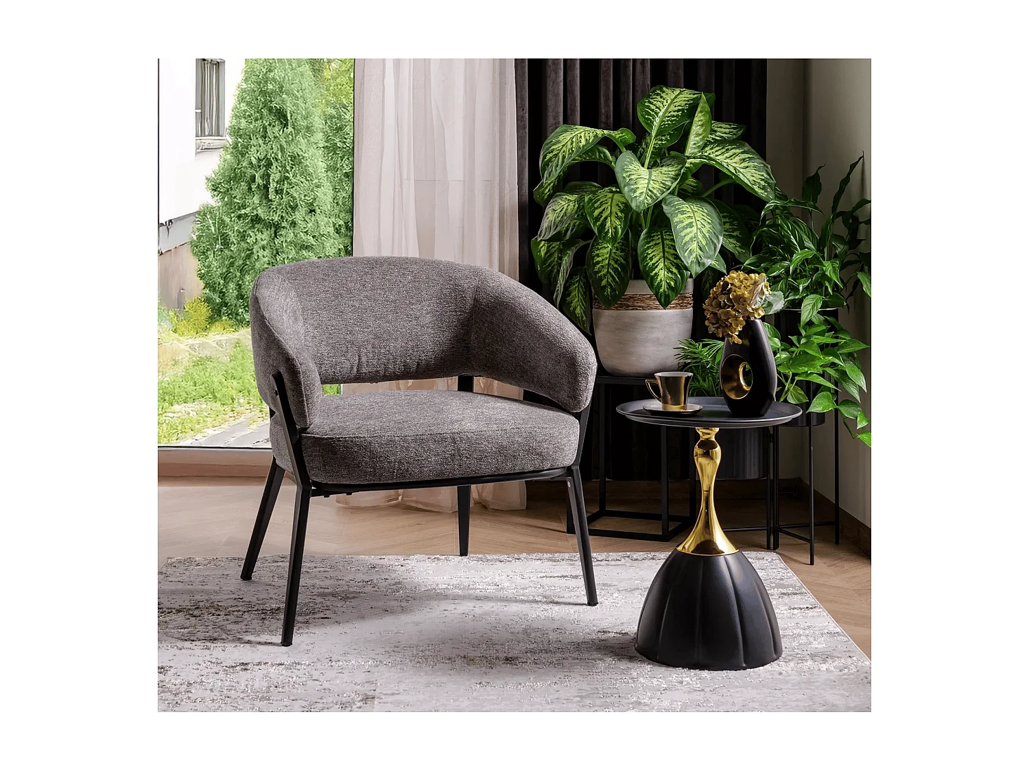 Table d'appoint Piana/Noir et Or