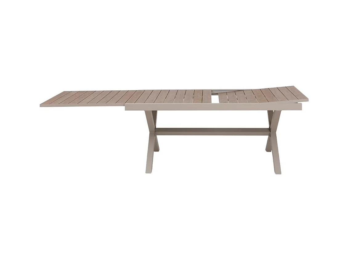 Table de jardin taupe et effet bois en aluminium Ayden