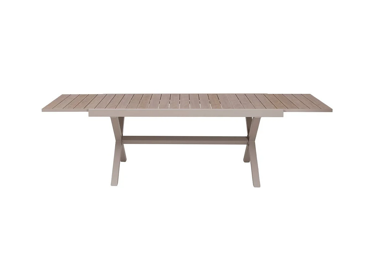 Table de jardin taupe et effet bois en aluminium Ayden