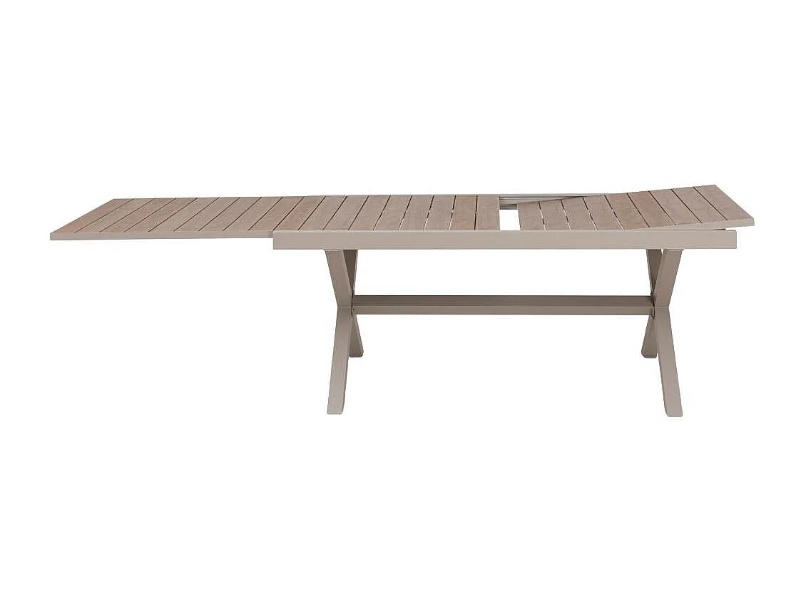 Table de jardin taupe et effet bois en aluminium Ayden