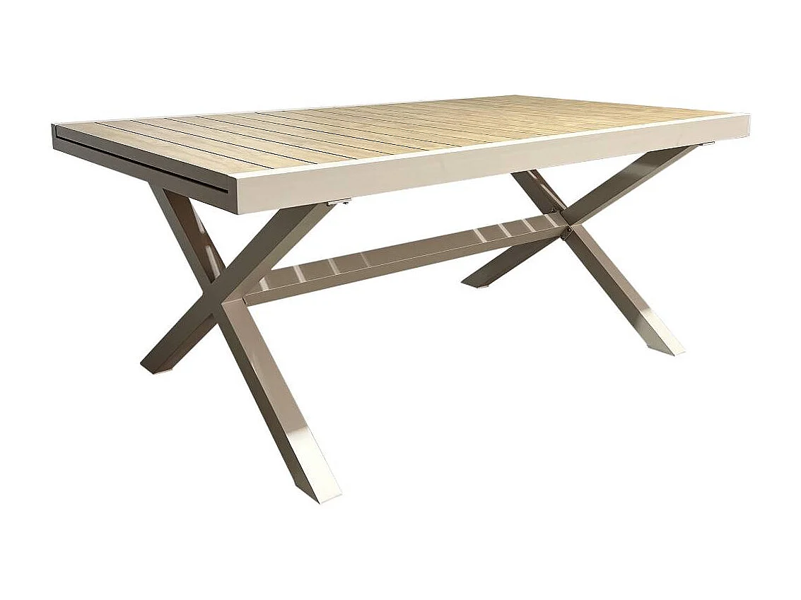 Table de jardin taupe et effet bois en aluminium Ayden