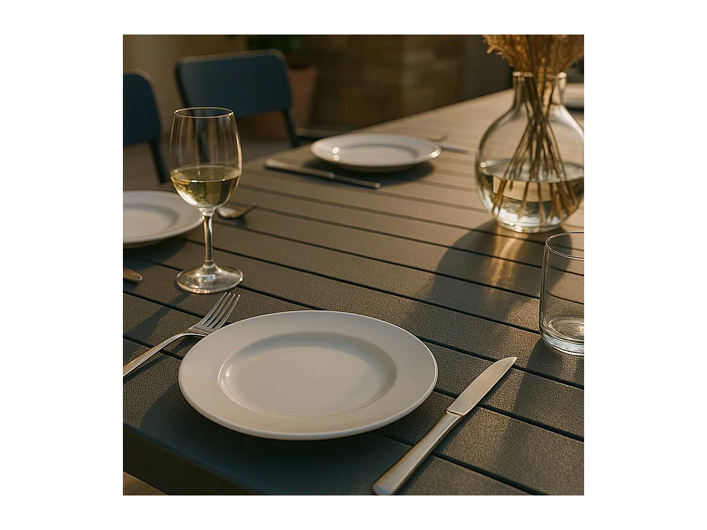 Table de jardin en aluminium rectangulaire gris Kaïa