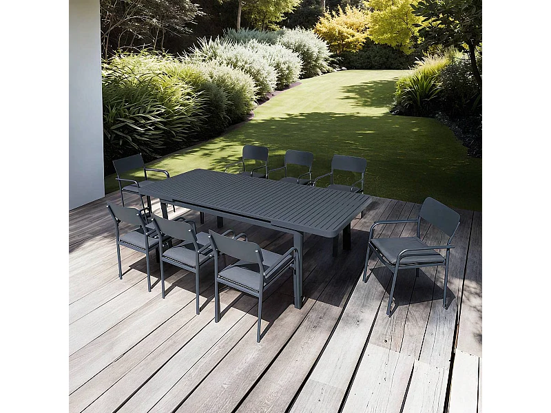 Table de jardin en aluminium gris foncé Kaïa