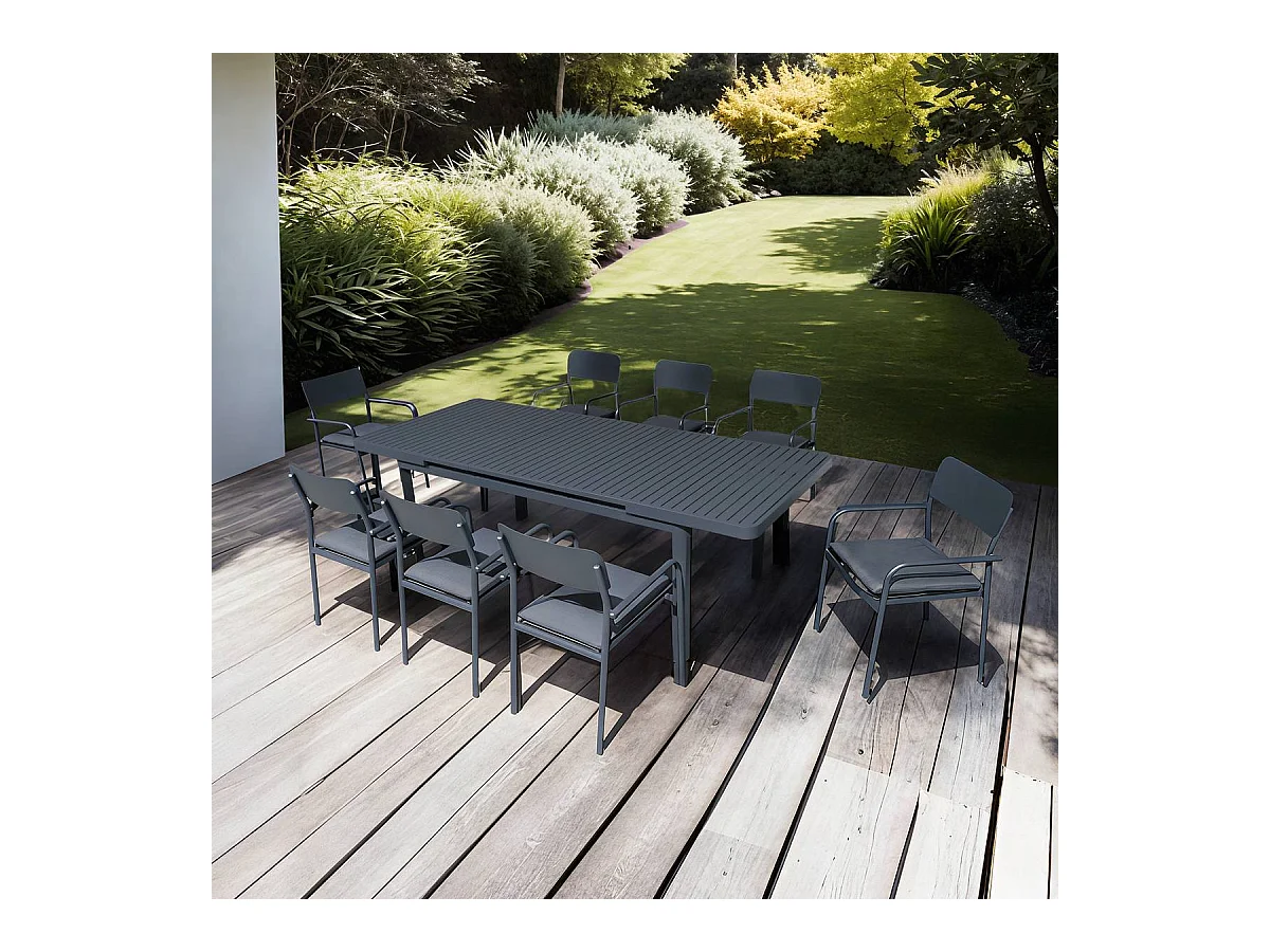 Table de jardin en aluminium gris foncé Kaïa