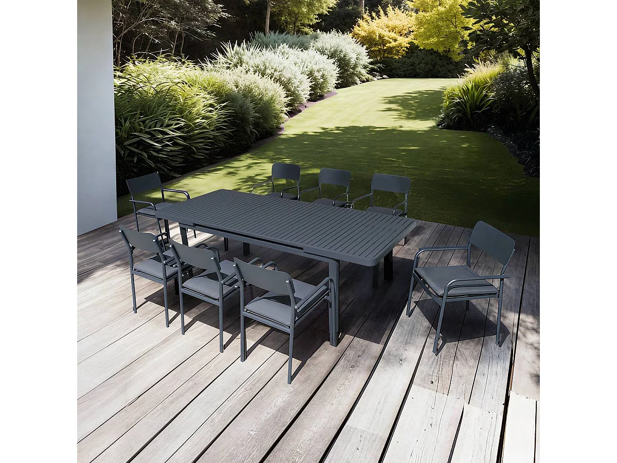 Table de jardin en aluminium gris foncé Kaïa