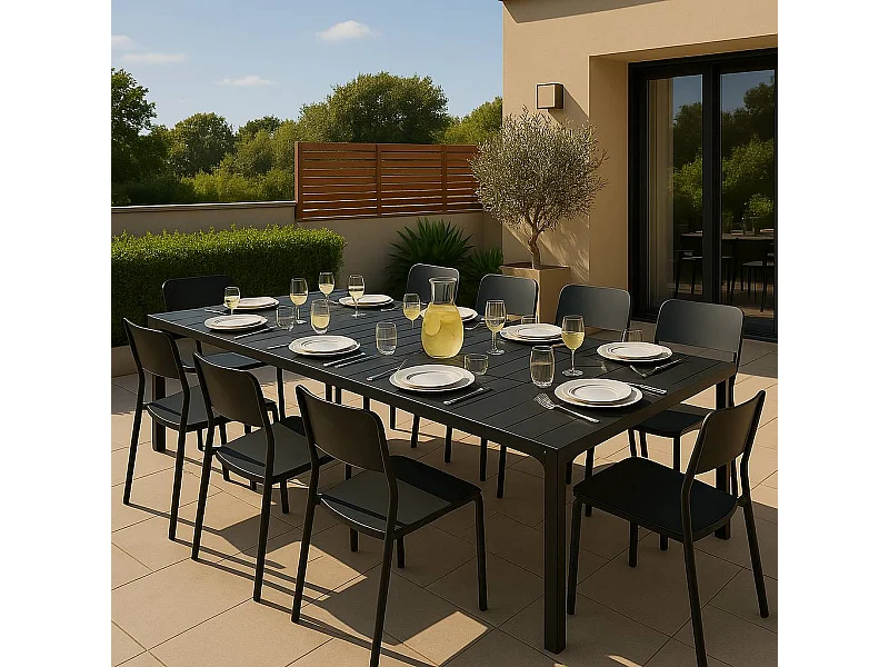 Table de jardin grise en aluminium Kaïa