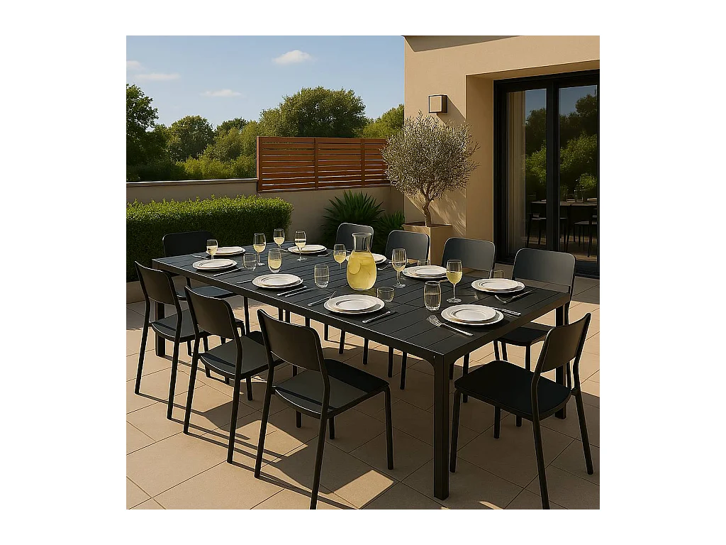 Table de jardin grise en aluminium Kaïa