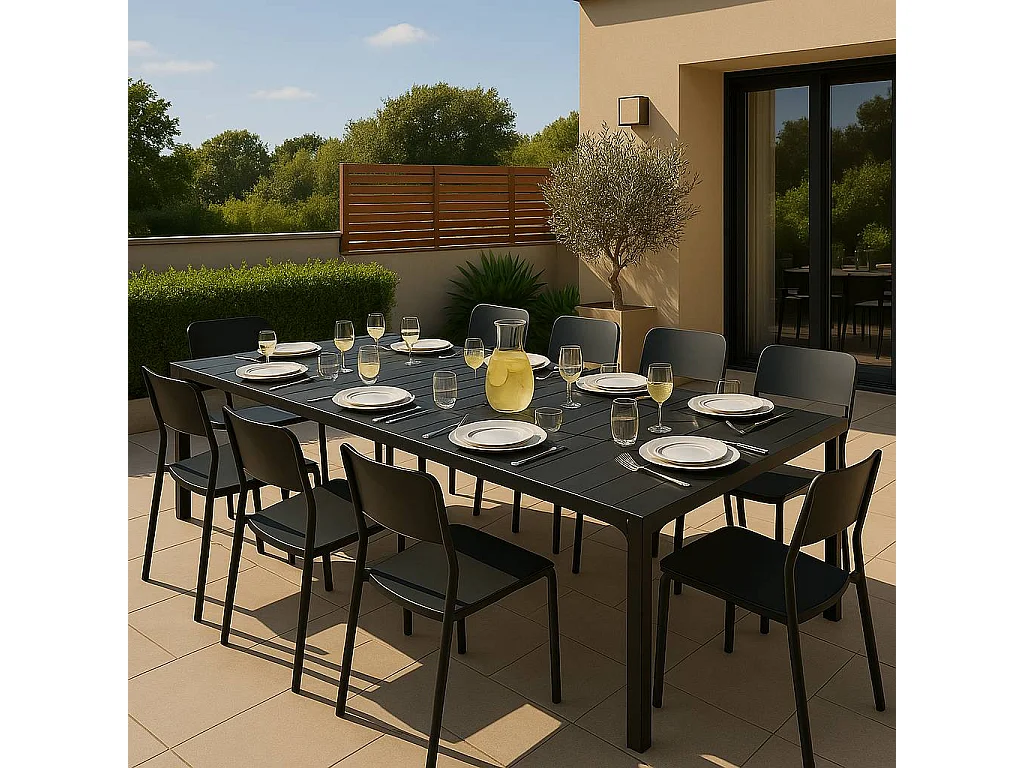 Table de jardin grise en aluminium Kaïa