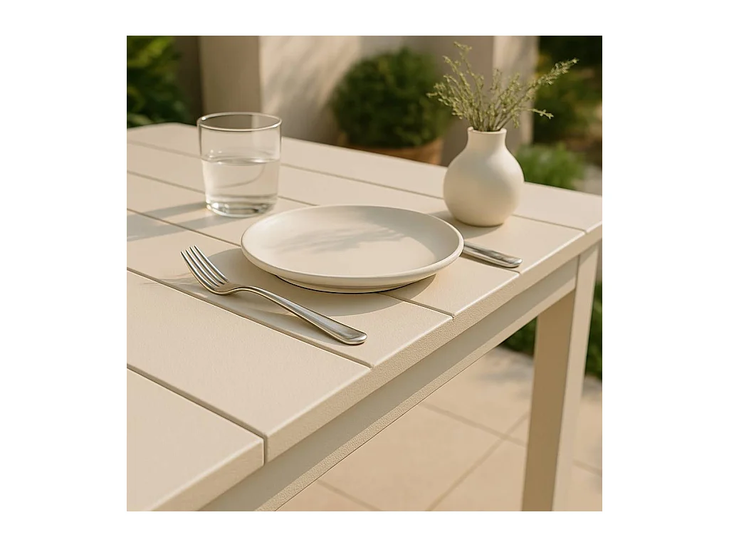 Table de jardin en aluminium taupe Kaïa