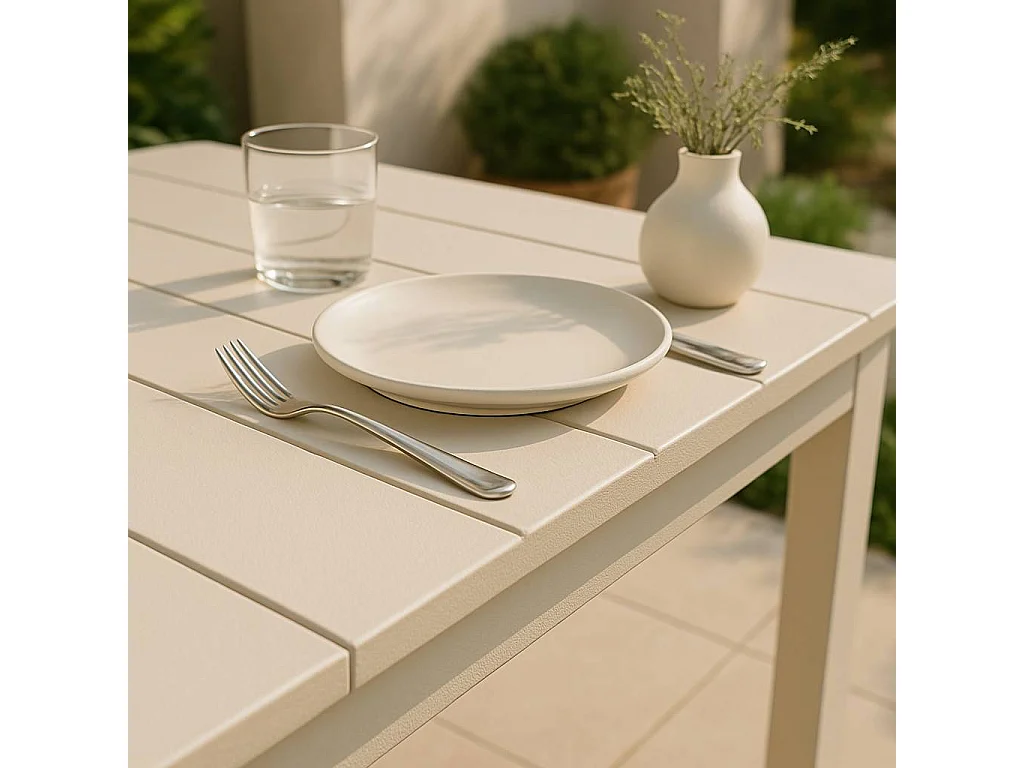 Table de jardin en aluminium taupe Kaïa