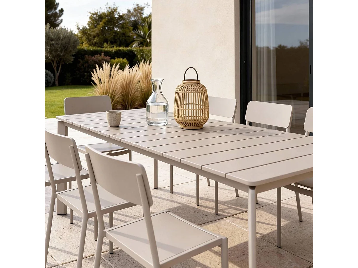 Table de jardin en aluminium taupe Kaïa