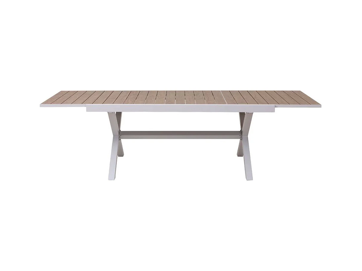 Table de jardin blanche et effet bois en aluminium Ayden