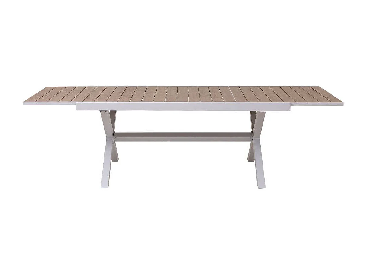 Table de jardin blanche et effet bois en aluminium Ayden