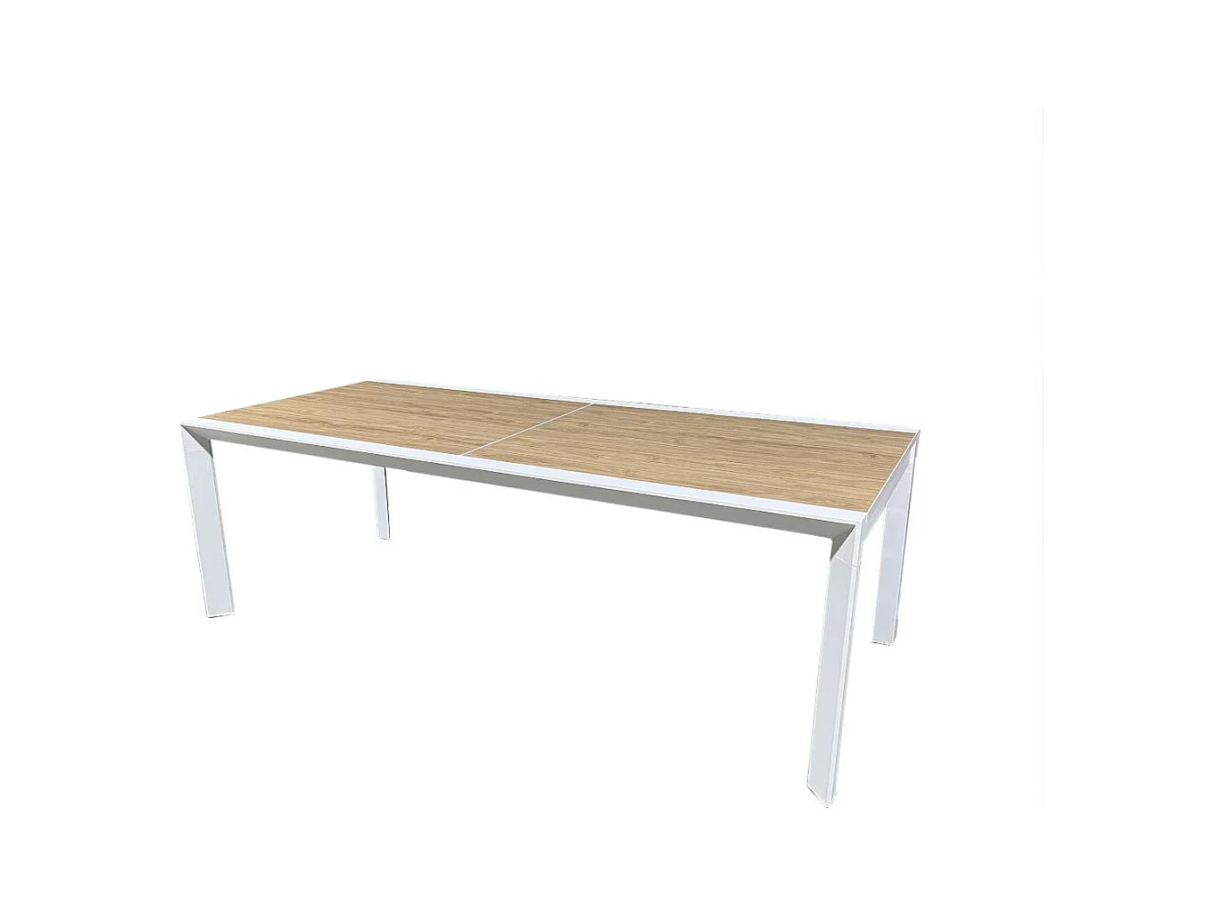 Grande table de jardin en aluminium blanc et effet bois Ayden