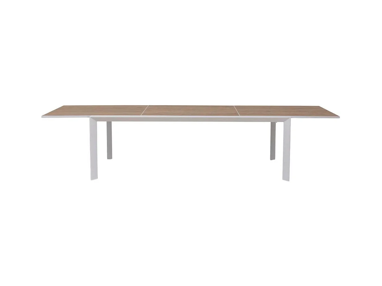 Grande table de jardin en aluminium blanc et effet bois Ayden