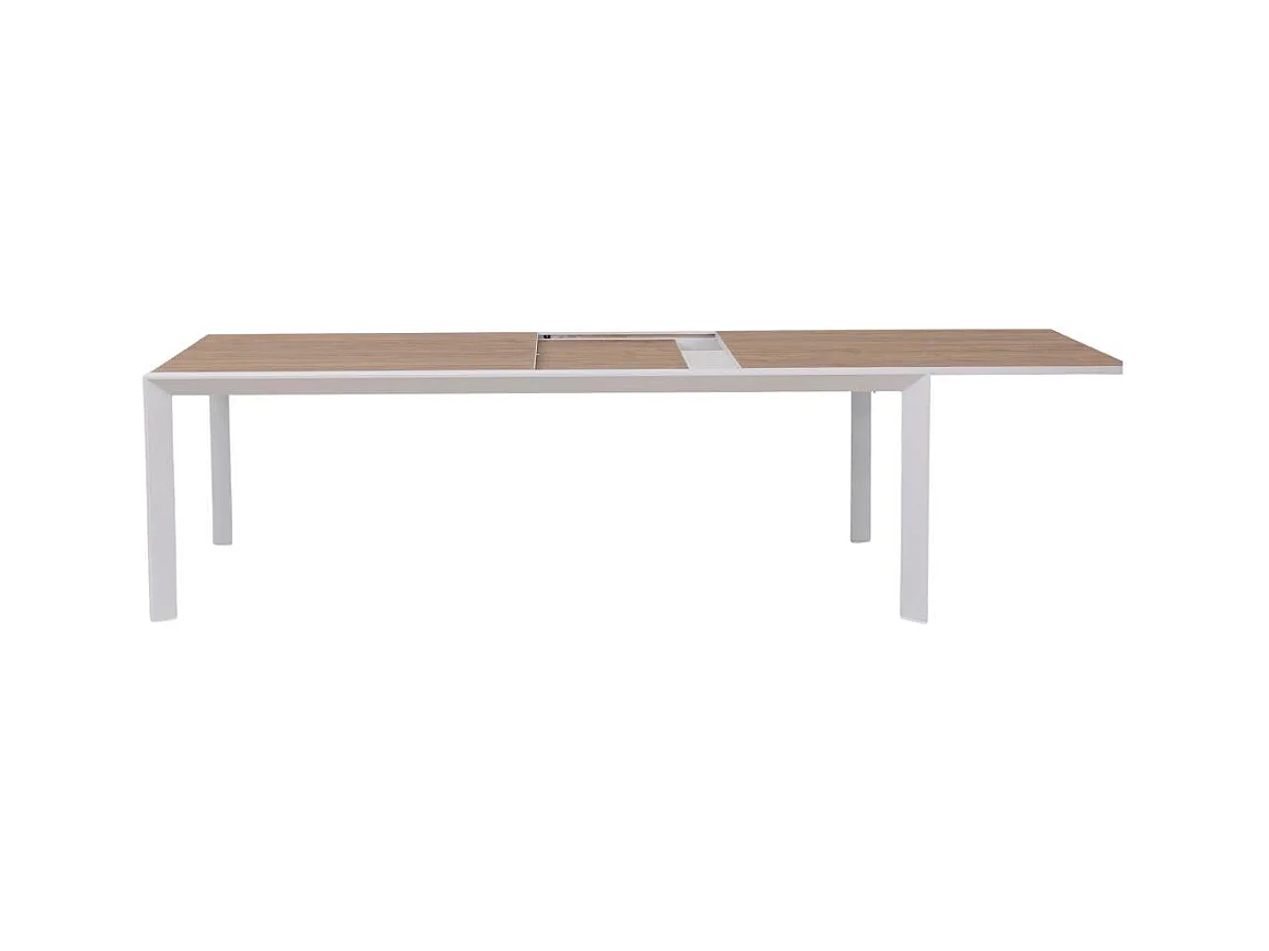 Grande table de jardin en aluminium blanc et effet bois Ayden