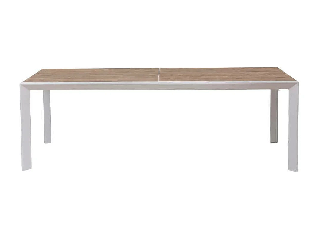 Grande table de jardin en aluminium blanc et effet bois Ayden