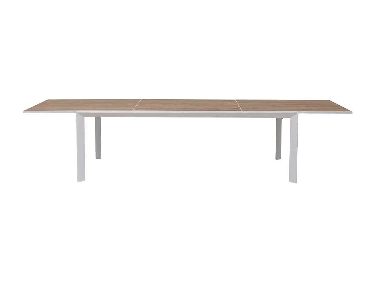 Grande table de jardin en aluminium blanc et effet bois Ayden