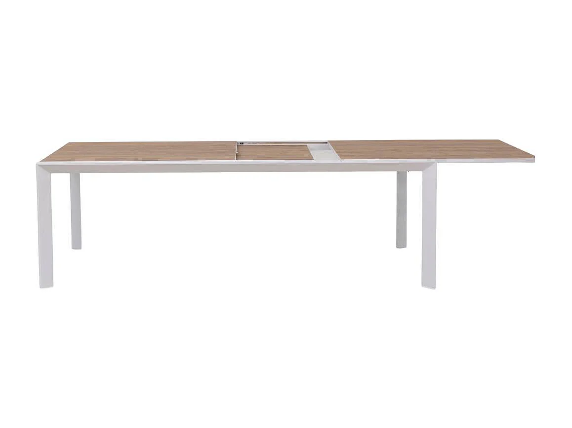 Grande table de jardin en aluminium blanc et effet bois Ayden