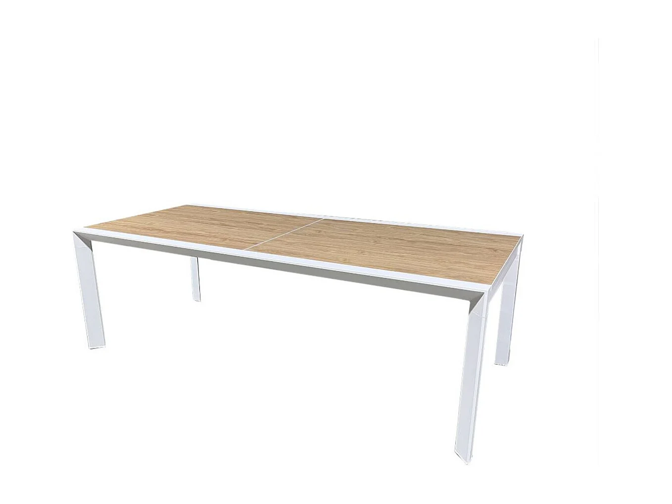 Grande table de jardin en aluminium blanc et effet bois Ayden