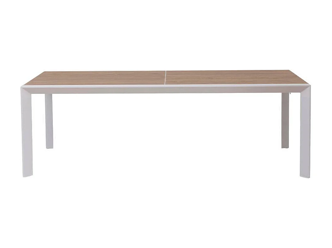 Grande table de jardin en aluminium blanc et effet bois Ayden