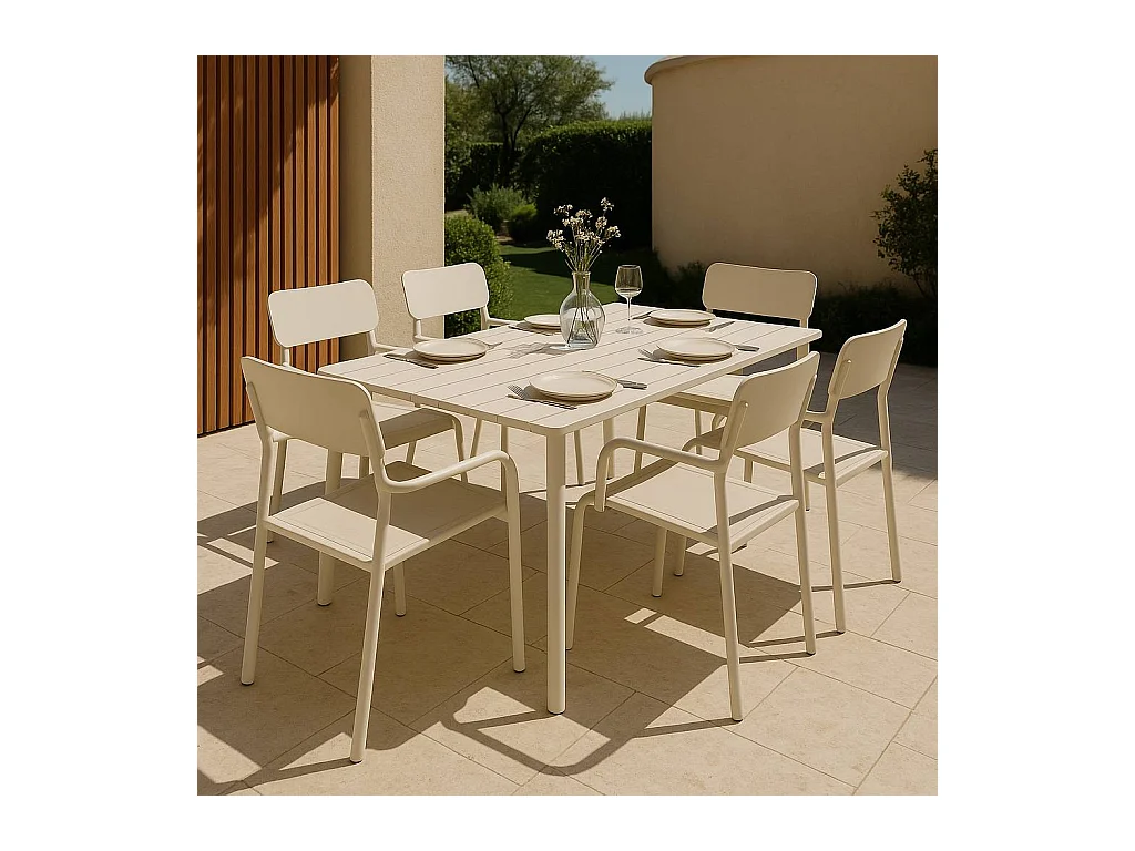 Table de jardin en aluminium taupe 8 places Kaïa