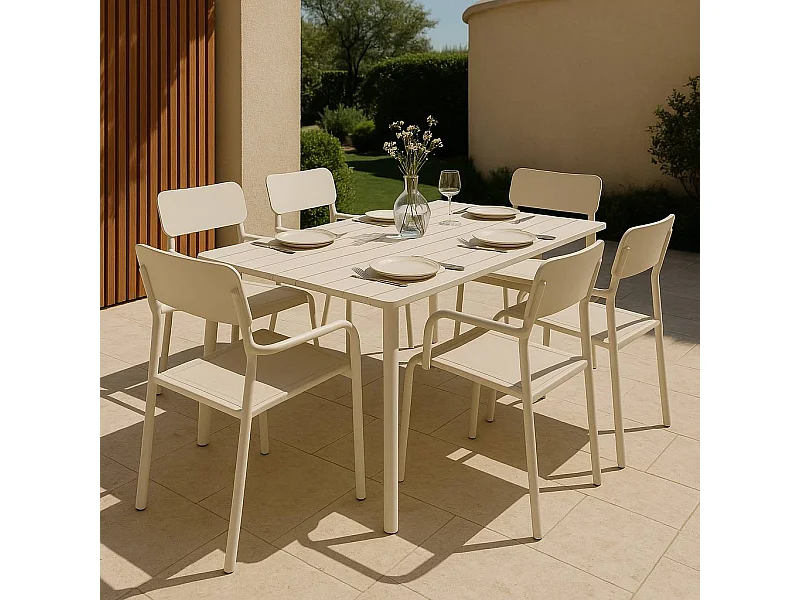 Table de jardin en aluminium taupe 8 places Kaïa
