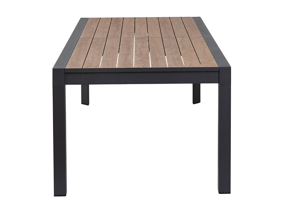 Grande table de jardin en aluminium gris et effet bois Ayden
