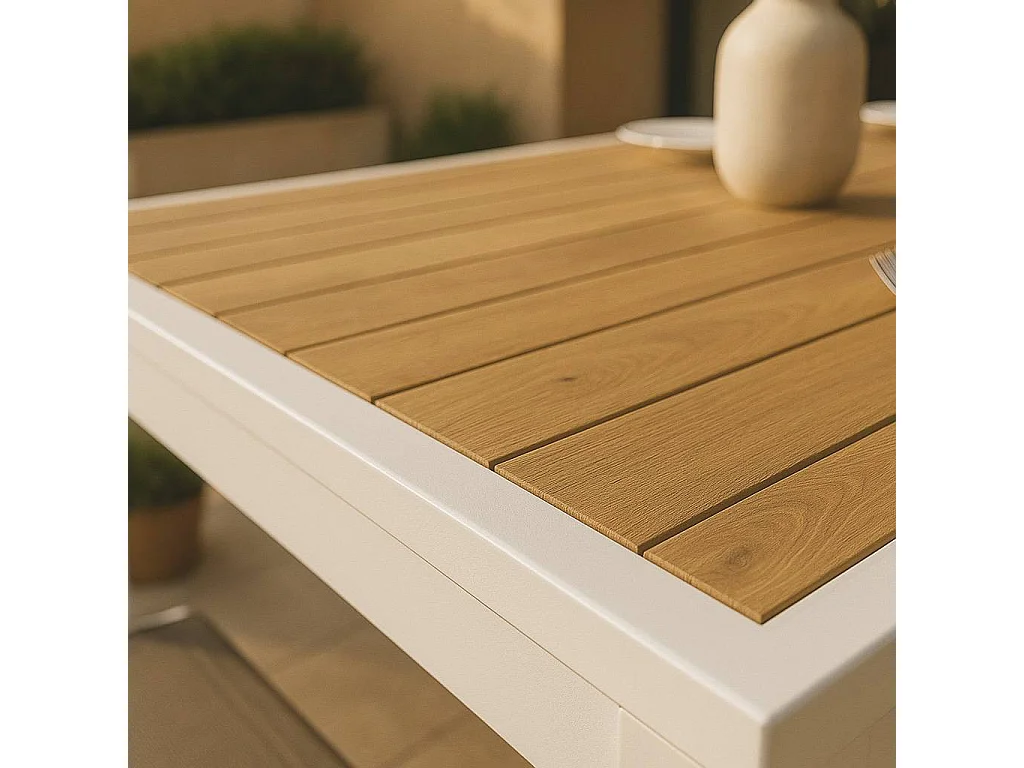 Table de jardin carrée en aluminium blanc Ayden